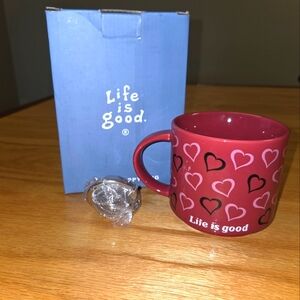 Life Is Good Home Coffee Tea Cup Mug Love Heart With Tea Diffuser